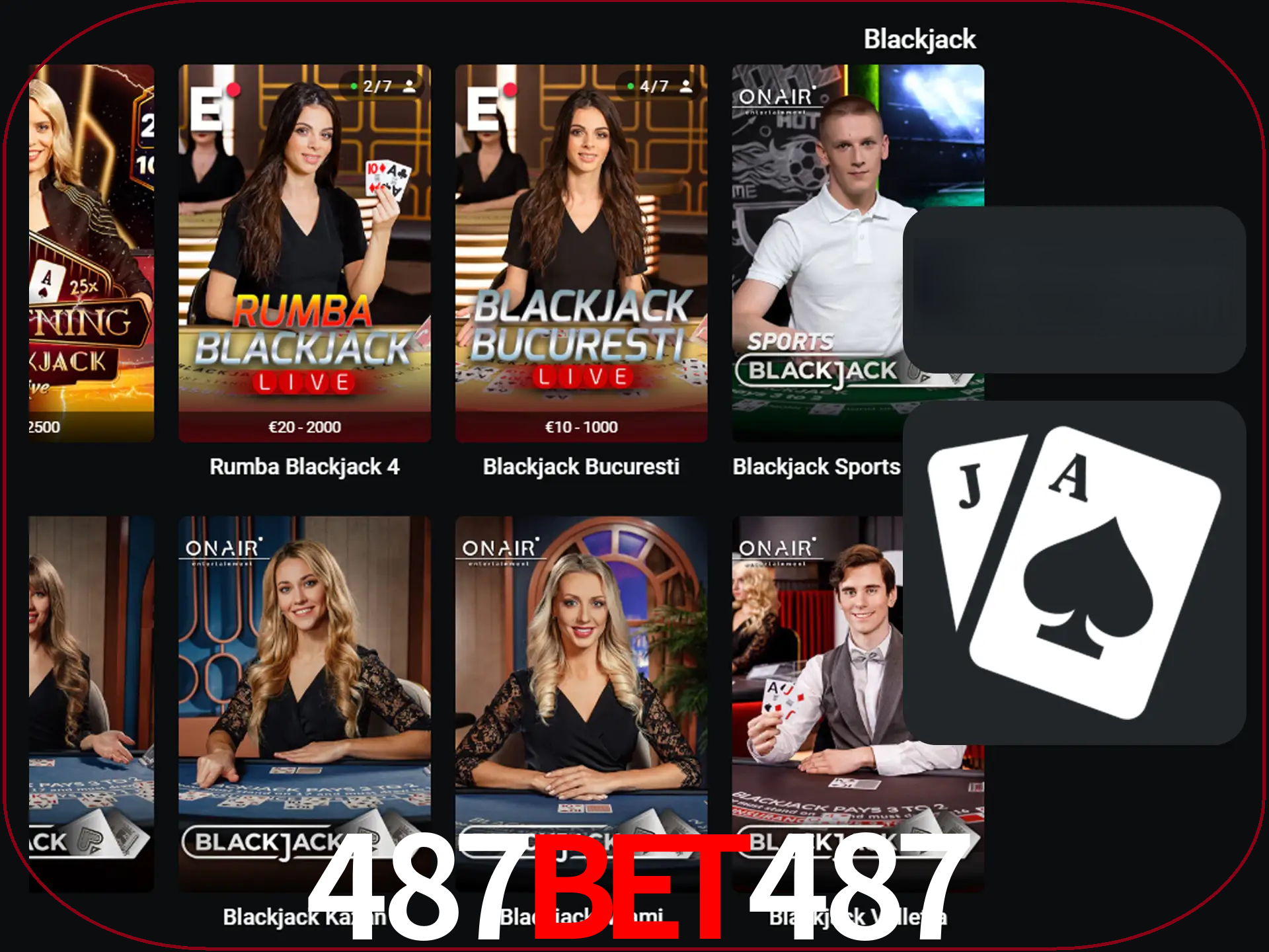 Escolha uma mesa completa de jogadores de blackjack.